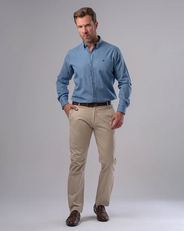 Denim shirt hotsell khaki trousers