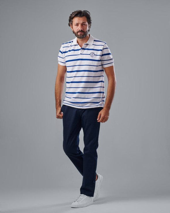 Classic Striped Polo Shirt -WHITE - Dockland