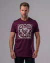 EMBROIDERED ROUND NECK T-SHIRT - BURGUNDY - Dockland