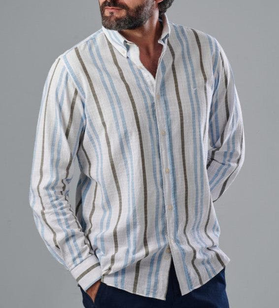 Long Sleeve Striped Shirt - OFF WHITE- Dockland