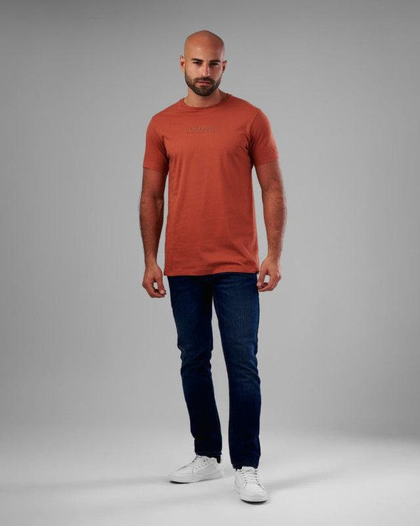 RUBBER-PRINTED ROUND NECK T-SHIRT - HAVANE - Dockland