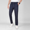 Linen-Cotton Drawstring Trousers  -  NAVY  - Dockland