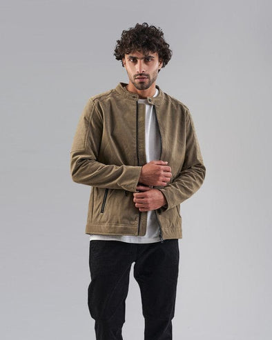 SUEDE JACKET   - OLIVE-DOCKLAND