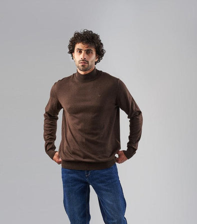 BASIC HIGH NECK SWEATER  - BROWN-DOCKLAND