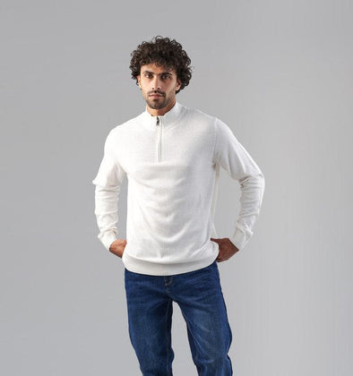 HIGH NECK SWEATER WITH ZIPPER OFF WHITE Dockland