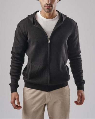 KNIT Zip-Up Hoodie - BLACK -DOCKLAND