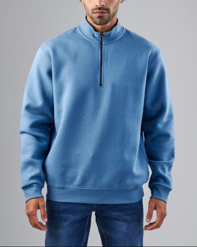 ZIP NECK SWEATSHIRT  - INDIGO-DOCKLAND