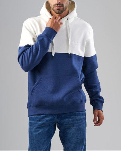 TWO-TONE HOODIE  -NAVY