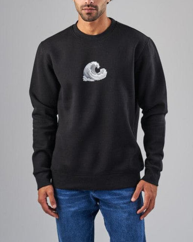 Printed Round Neck Sweatshirt    -  BLACK-DOCKLAND