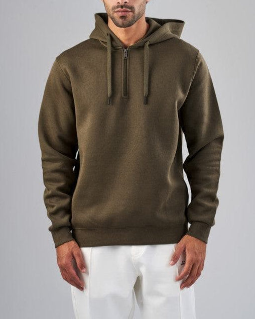 Half-Zip Hoodie   - OLIVE-DOCKLAND