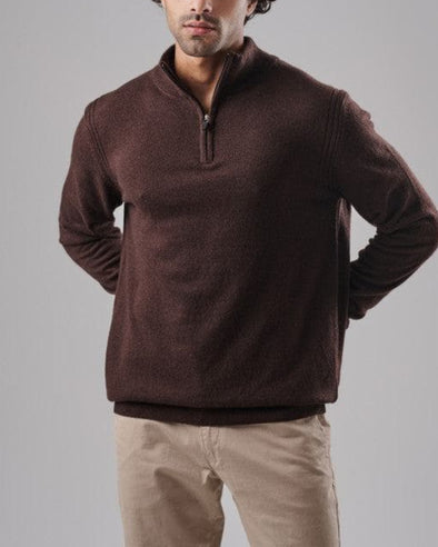 HIGH-NECK SWEATER WITH ZIPPER - BROWN -DOCKLAND