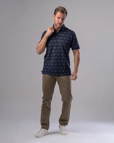 CLASSIC FIT PATTERNED POLO SHIRT - NAVY - Dockland