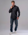 LONG SLEEVE PLAIN SHIRT - BLACK - Dockland