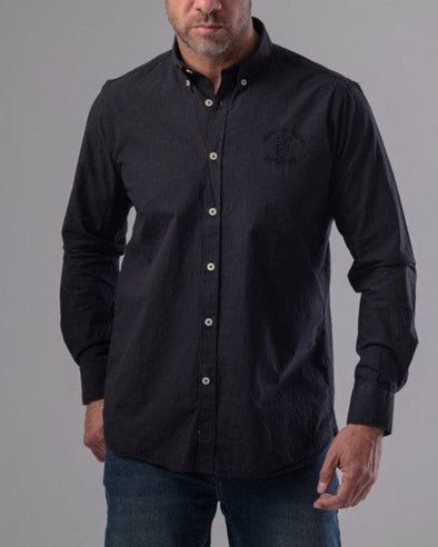 LONG SLEEVE PLAIN SHIRT - BLACK - Dockland