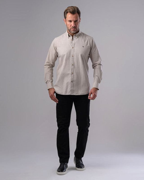 LONG SLEEVE PLAIN SHIRT - BEIGE - Dockland