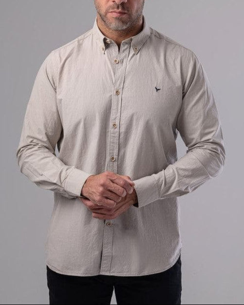 LONG SLEEVE PLAIN SHIRT - BEIGE - Dockland