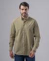 LONG SLEEVE CHECKERED SHIRT - LIGHT OLIVE - Dockland