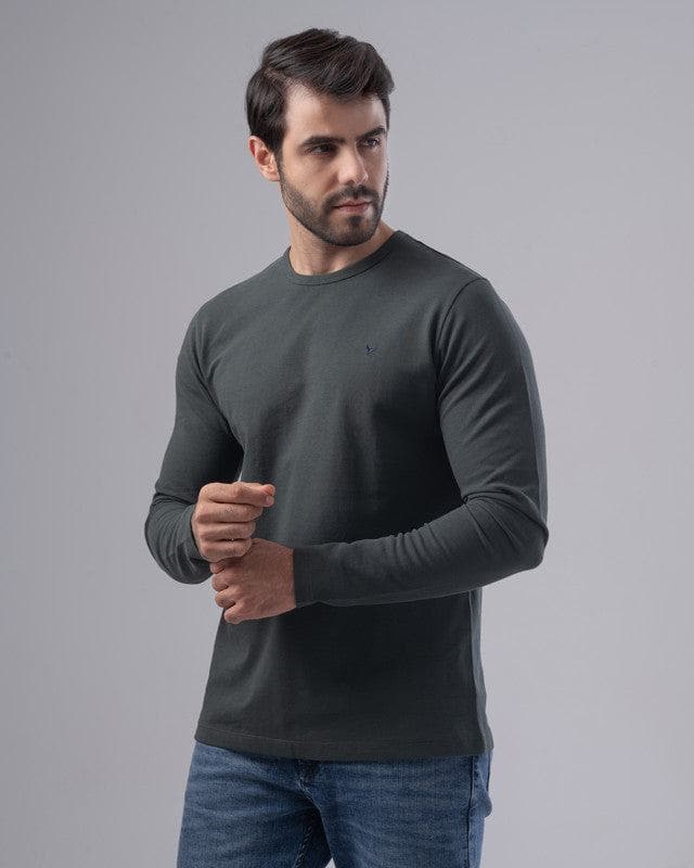 LONG SLEEVE SLIM T-SHIRT - DARK OLIVE– Dockland