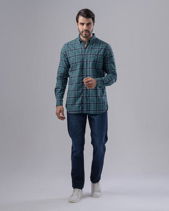 SLIM FIT CHECKERED SHIRT  - GREEN - Dockland