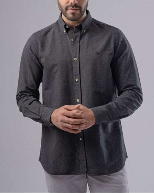 SLIM-FIT COTTON SHIRT  - GREY- Dockland