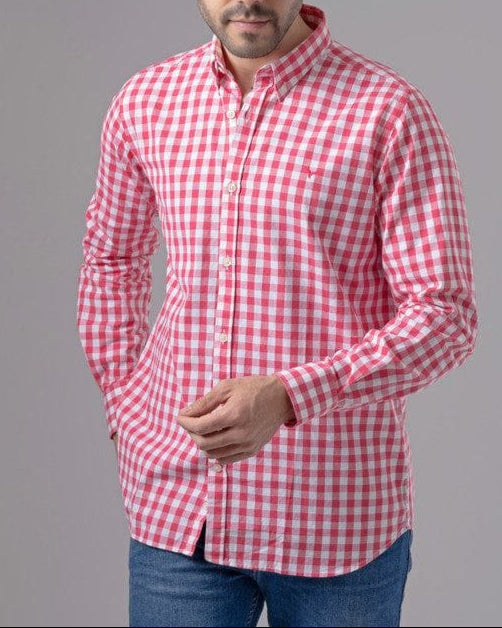 LONG SLEEVE CHECKERED SHIRT - MELON - Dockland