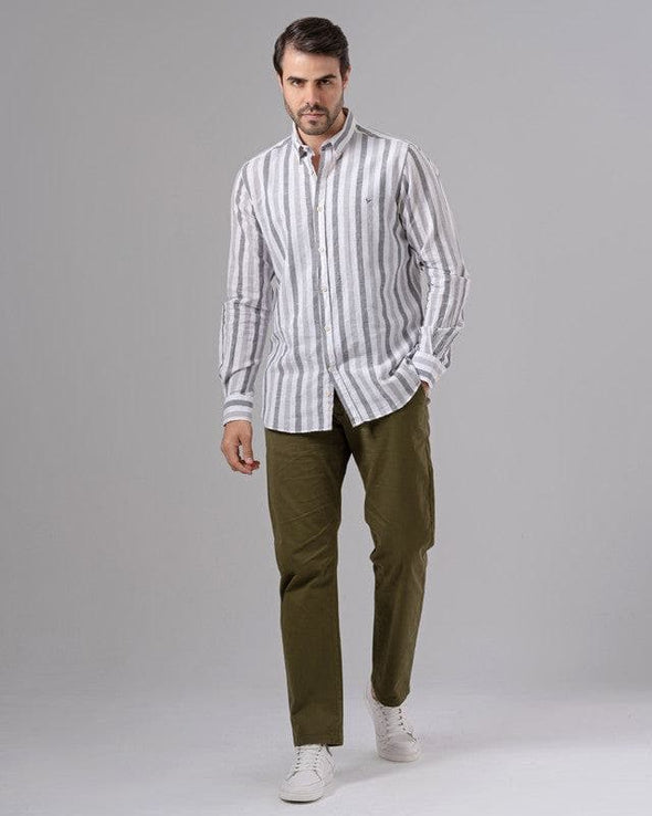 LONG SLEEVE STRIPED SHIRT - GREY - Dockland