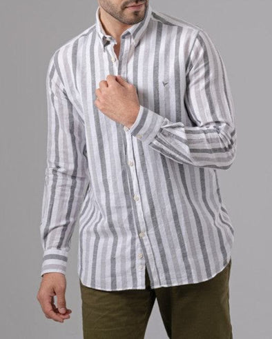 LONG SLEEVE STRIPED SHIRT - GREY - Dockland