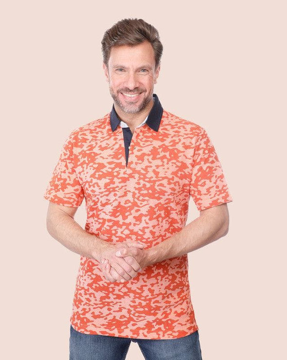 CLASSIC FIT PATTERNED POLO SHIRT - ORANGE - Dockland