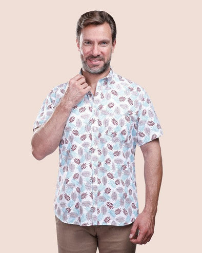 Short Sleeve Patterned Shirt - WINE - Dockland