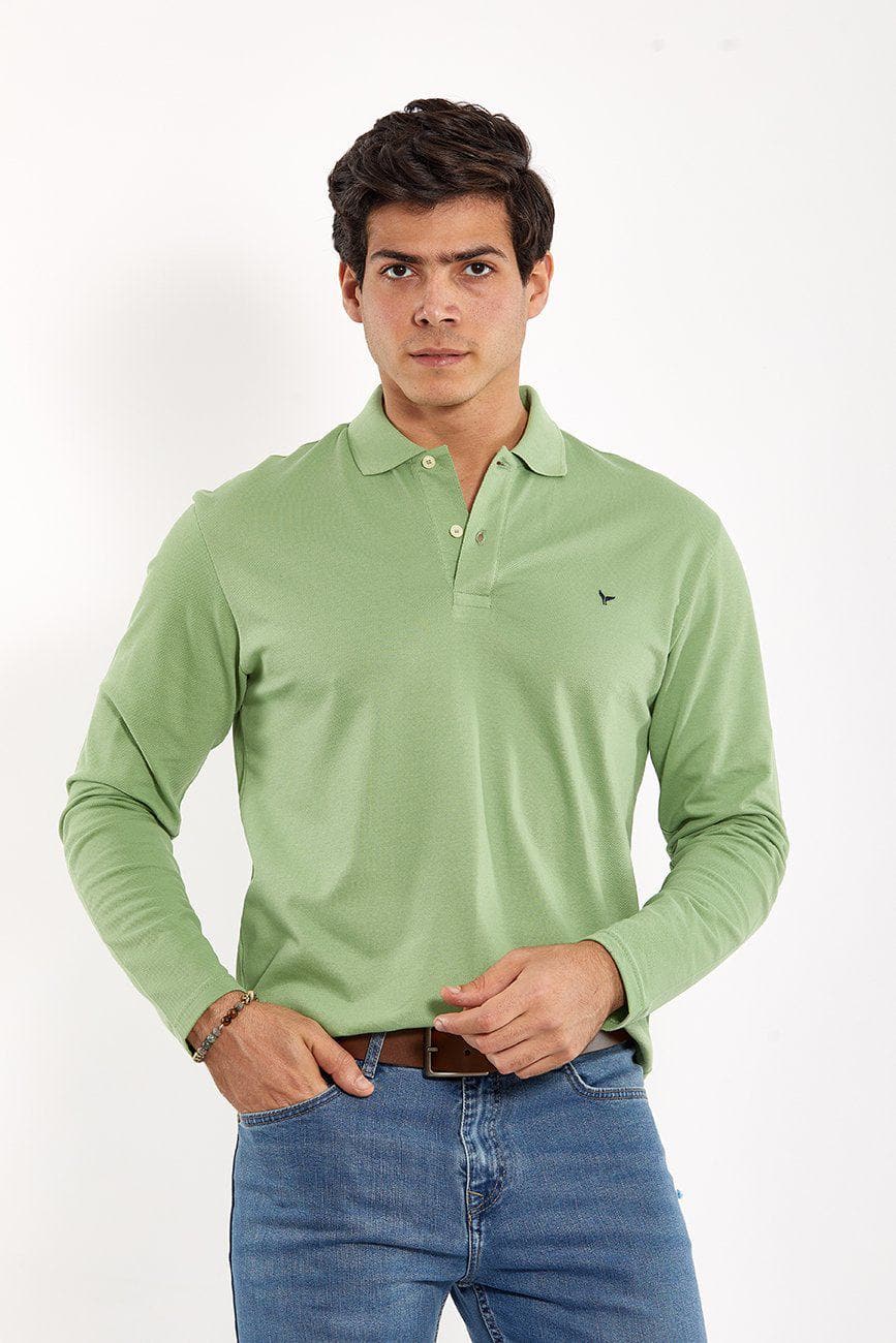 Plain long clearance sleeve polo shirts