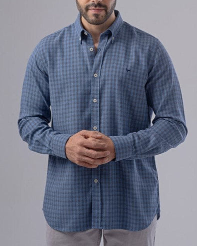 SLIM FIT CHECKERED SHIRT   - NAVY  - Dockland